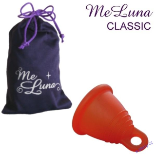 MeLuna menstruační kalíšek Classic Shorty s očkem - Červený vel. XL