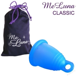 MeLuna menstruační kalíšek Classic s očkem - Modrý vel. L