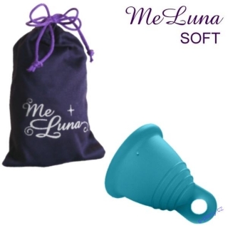MeLuna menstruační kalíšek Soft Shorty s očkem - Tyrkysový vel. XL