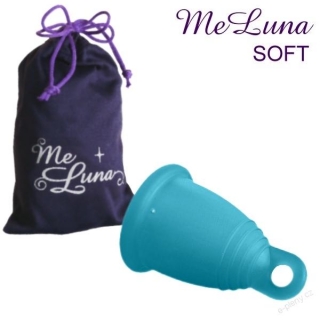 MeLuna menstruační kalíšek Soft s očkem - Tyrkysový vel. L